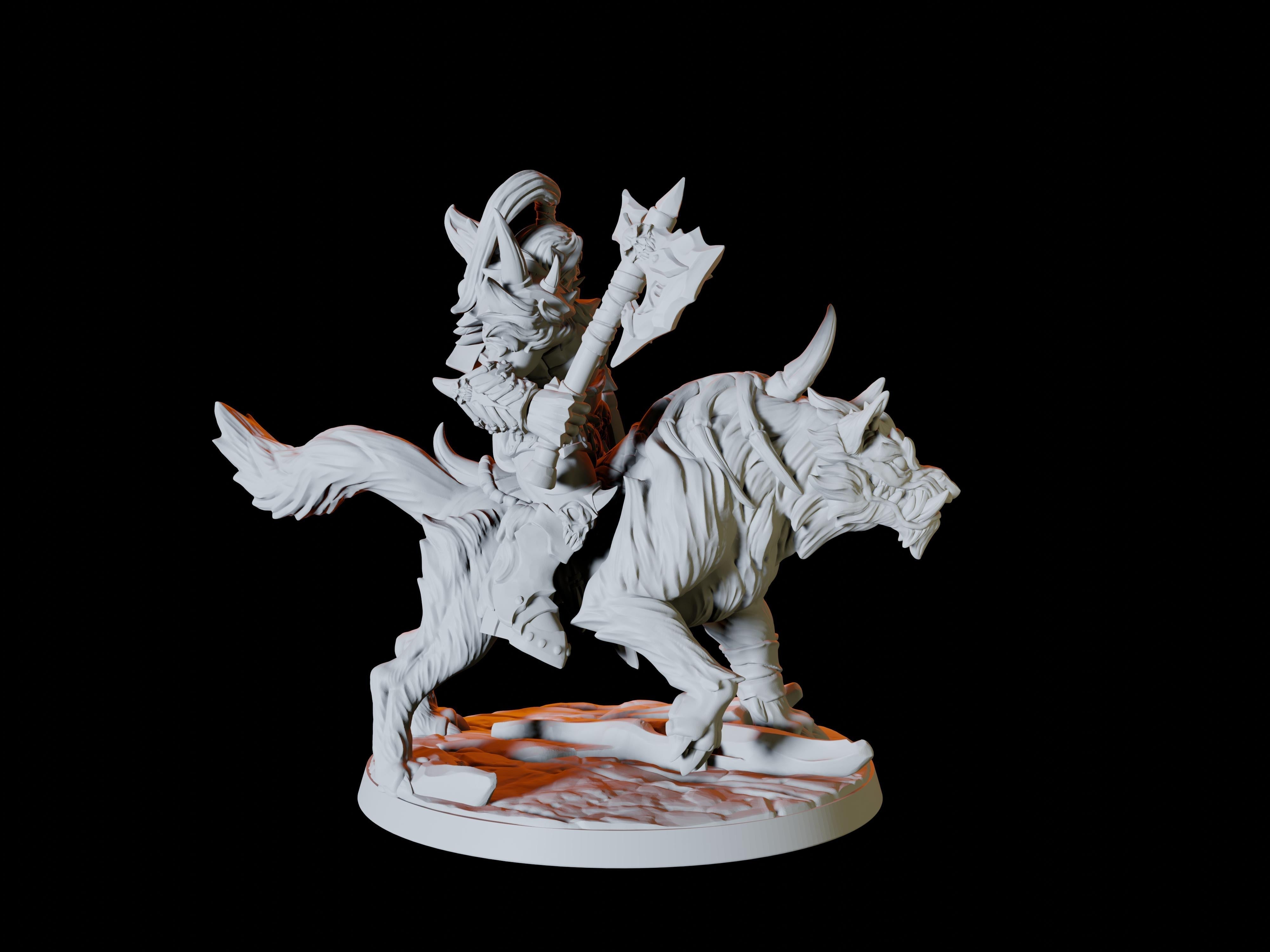 Three Frost Orc Worg Riders Miniatures for Dungeons and Dragons - Myth Forged