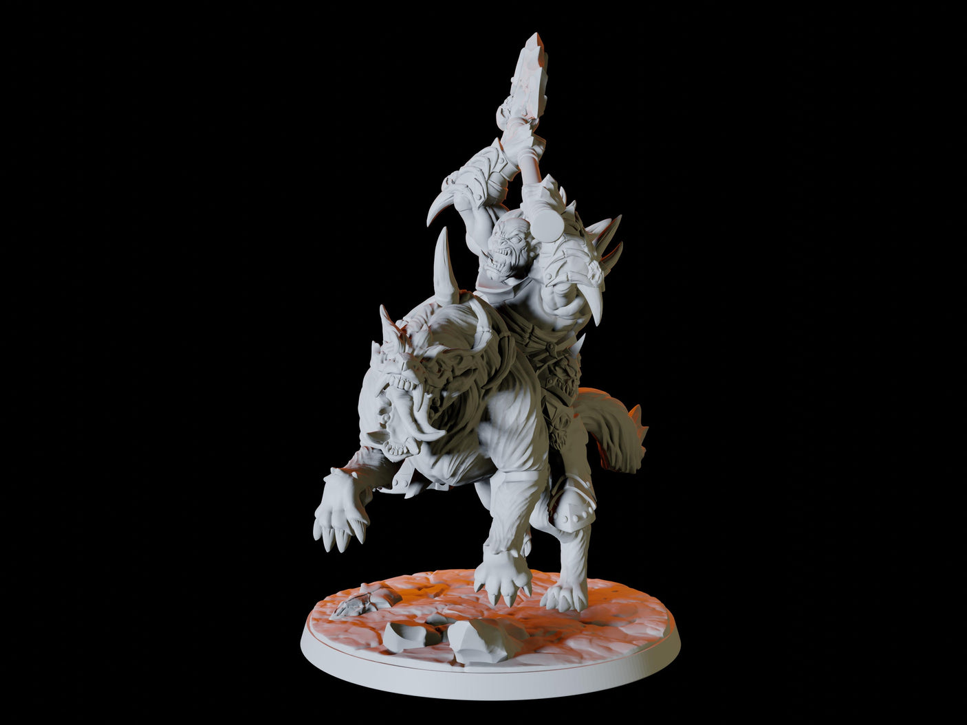 Three Frost Orc Warg Riders Miniature for Dungeons and Dragons, Pathfinder or other TTRPGs