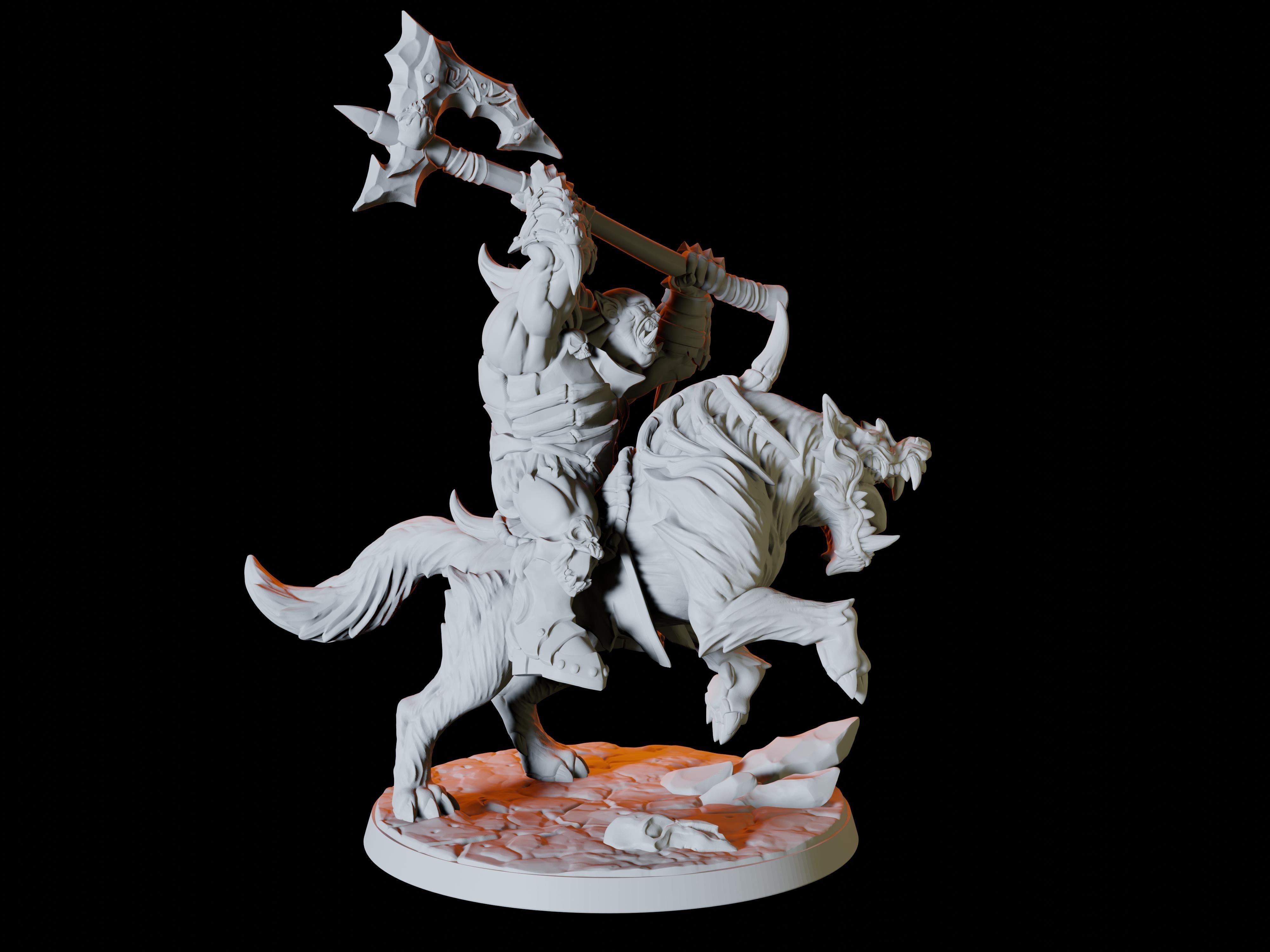 Three Frost Orc Worg Riders Miniatures for Dungeons and Dragons - Myth Forged