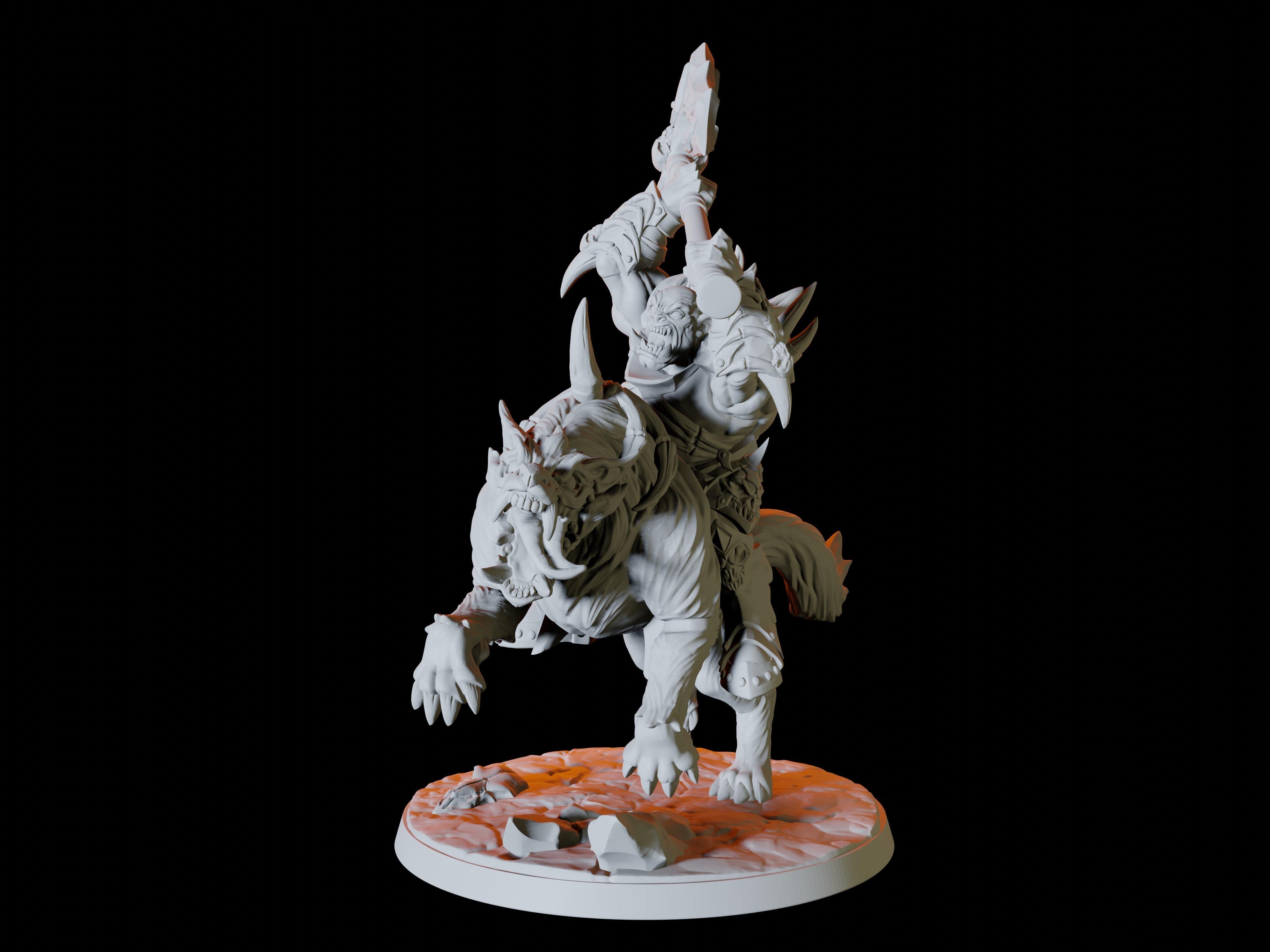 Three Frost Orc Worg Riders Miniatures for Dungeons and Dragons - Myth Forged