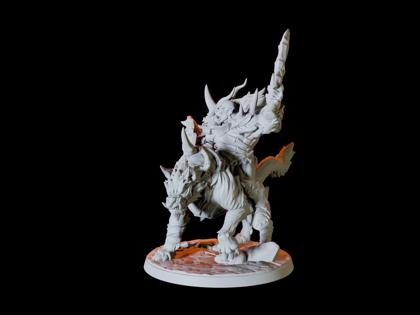 Three Frost Orc Warg Riders Miniature for Dungeons and Dragons, Pathfinder or other TTRPGs