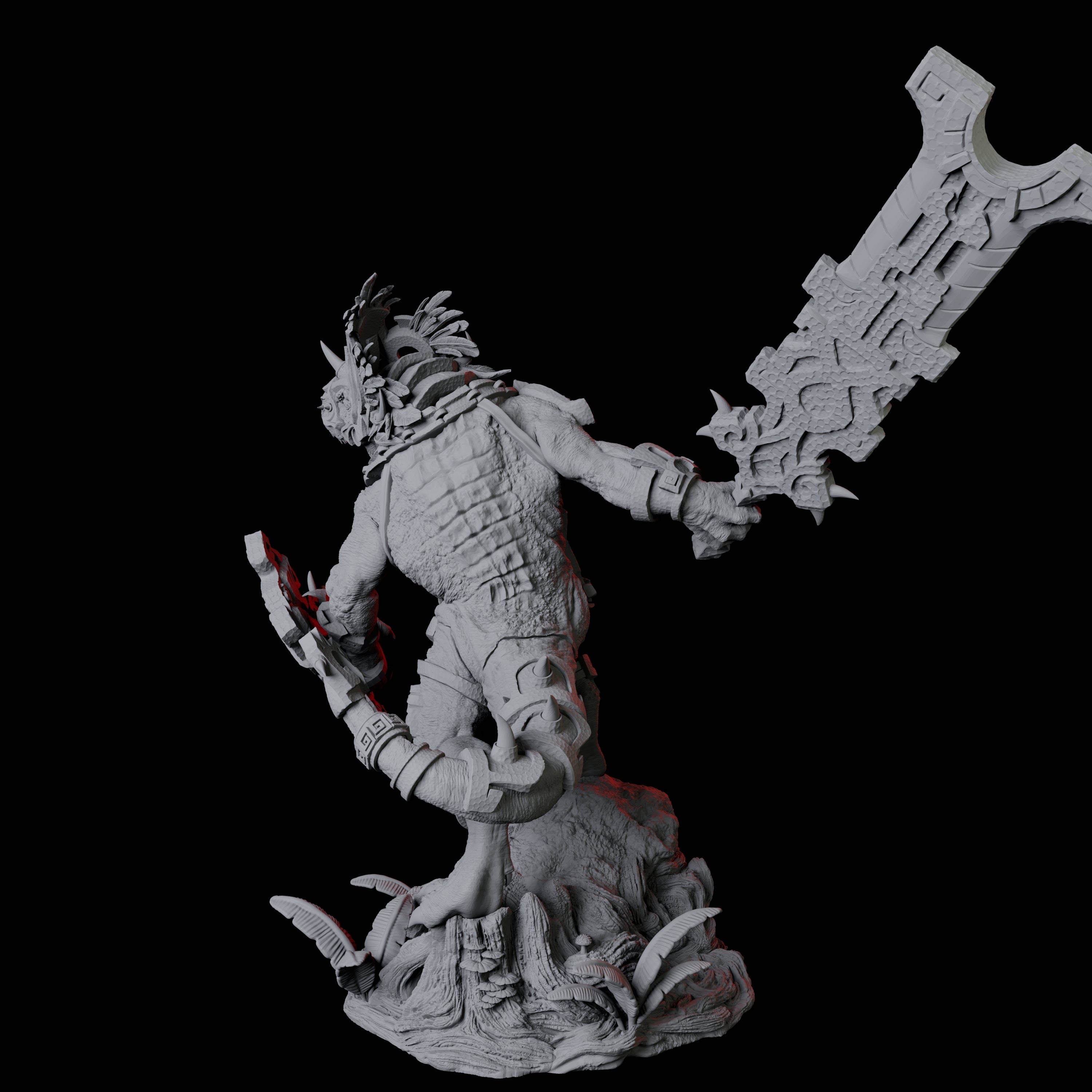 Three Gargantuan Lizardfolk Warriors Miniature for Dungeons and Dragons, Pathfinder or other TTRPGs