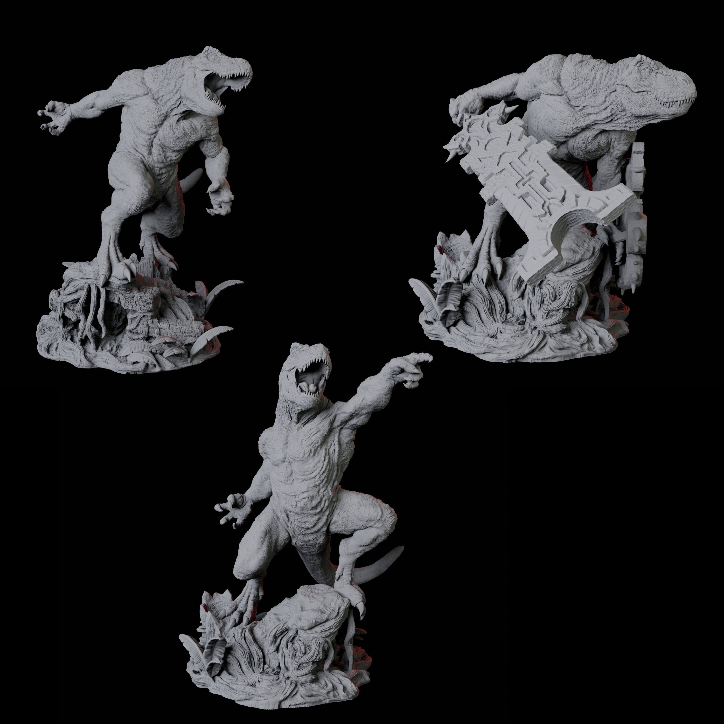 Three Gargantuan Lizardfolk Warriors Miniature for Dungeons and Dragons, Pathfinder or other TTRPGs