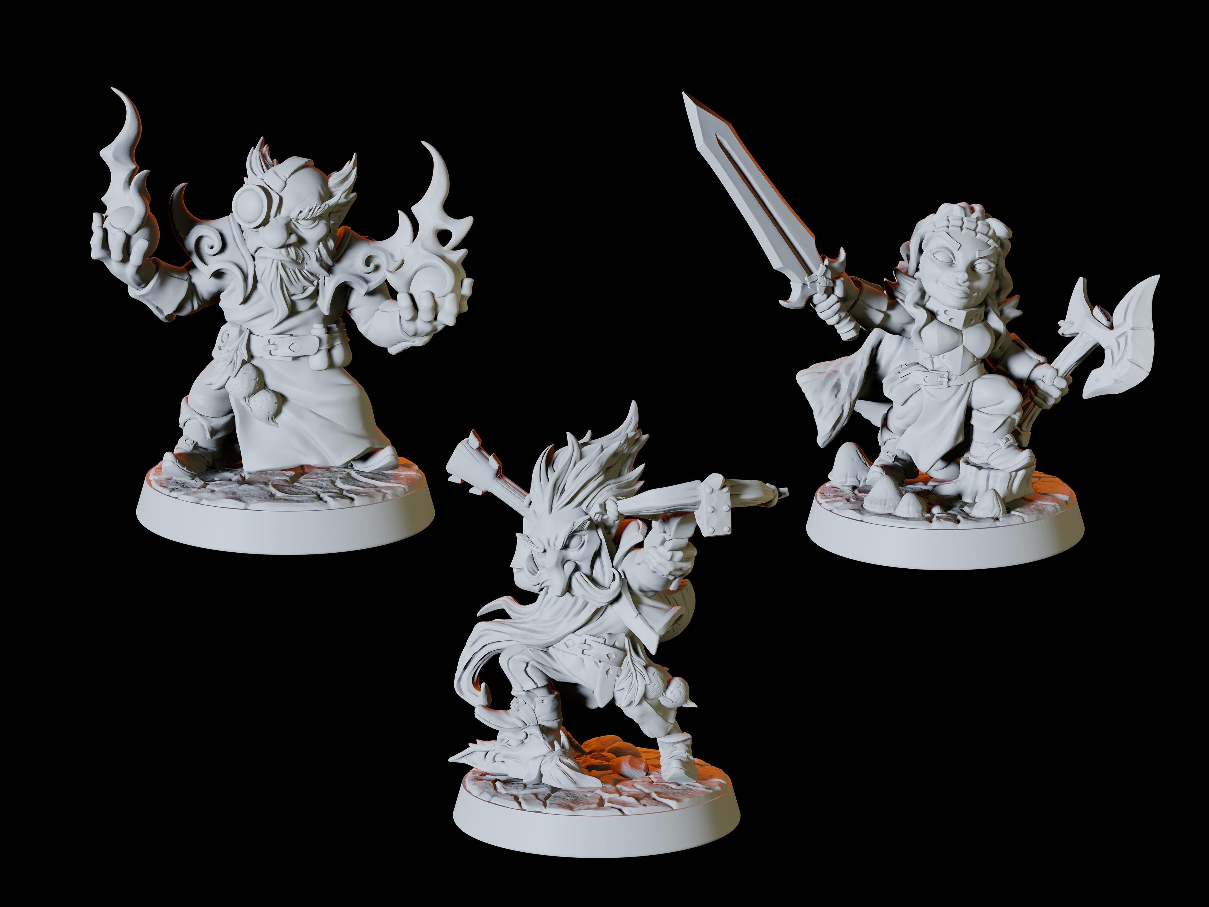 Three Gnome Adventurers Miniature for Dungeons and Dragons - Myth Forged