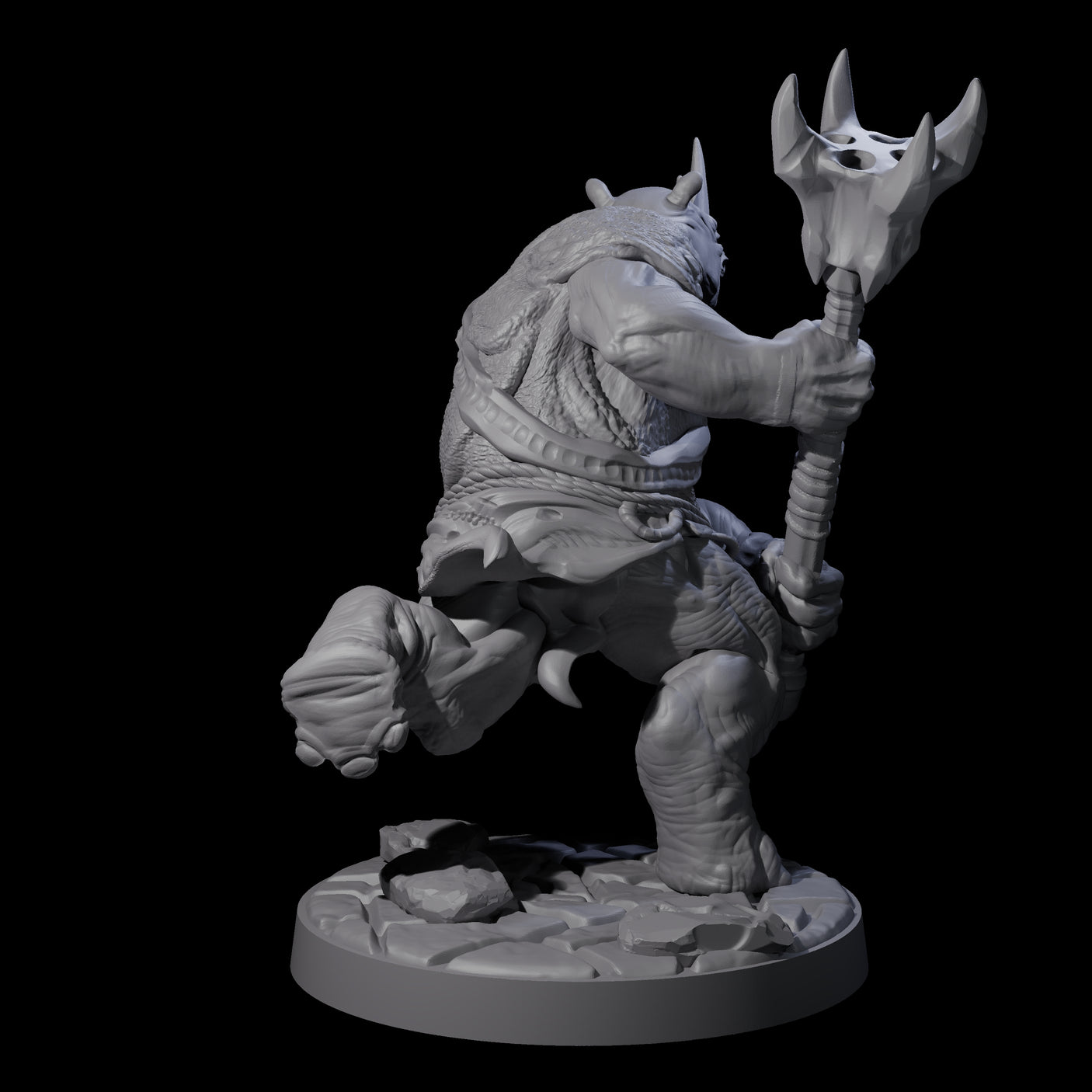 Three Grim Rhinofolk Gladiators Miniature for Dungeons and Dragons, Pathfinder or other TTRPGs