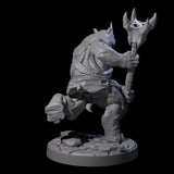 Three Grim Rhinofolk Gladiators Miniature for Dungeons and Dragons, Pathfinder or other TTRPGs