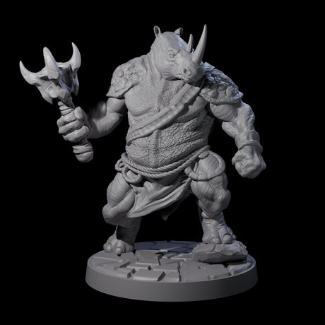 Three Grim Rhinofolk Gladiators Miniature for Dungeons and Dragons, Pathfinder or other TTRPGs