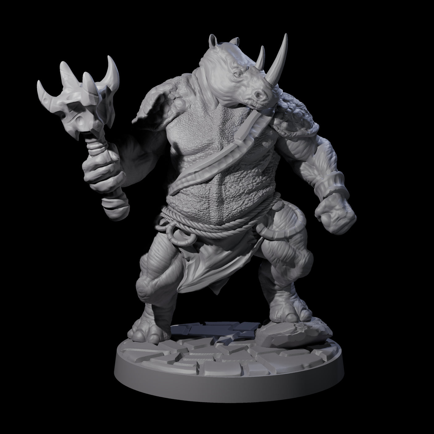 Three Grim Rhinofolk Gladiators Miniature for Dungeons and Dragons, Pathfinder or other TTRPGs