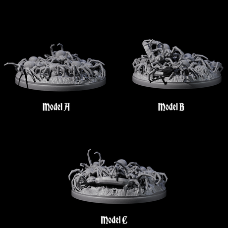 Three Grim Spider Swarms Miniature for Dungeons and Dragons, Pathfinder or other TTRPGs