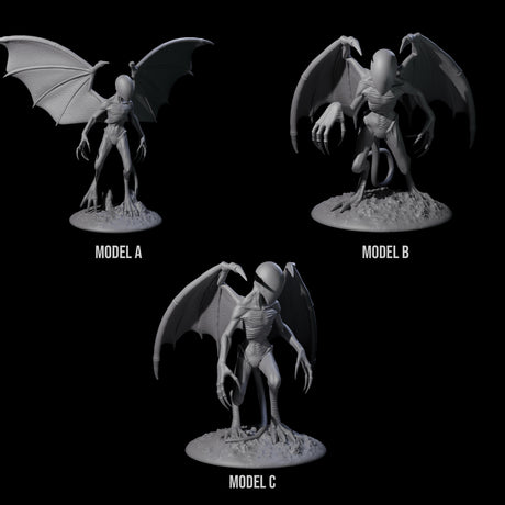 Three Haunting Nightgaunts Miniature for Dungeons and Dragons, Pathfinder or other TTRPGs