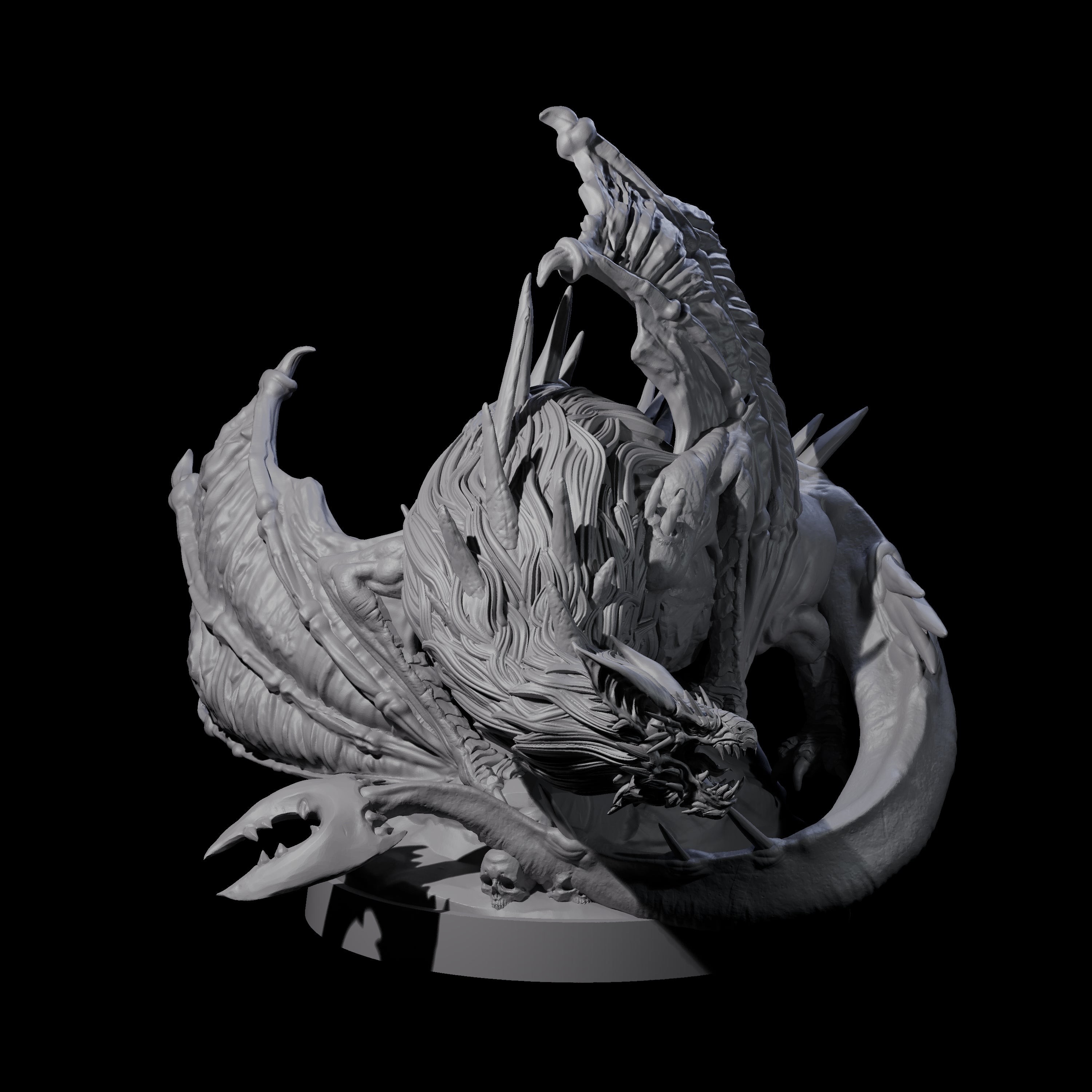 Three Hunched Young Black Dragons Miniature for Dungeons and Dragons, Pathfinder or other TTRPGs