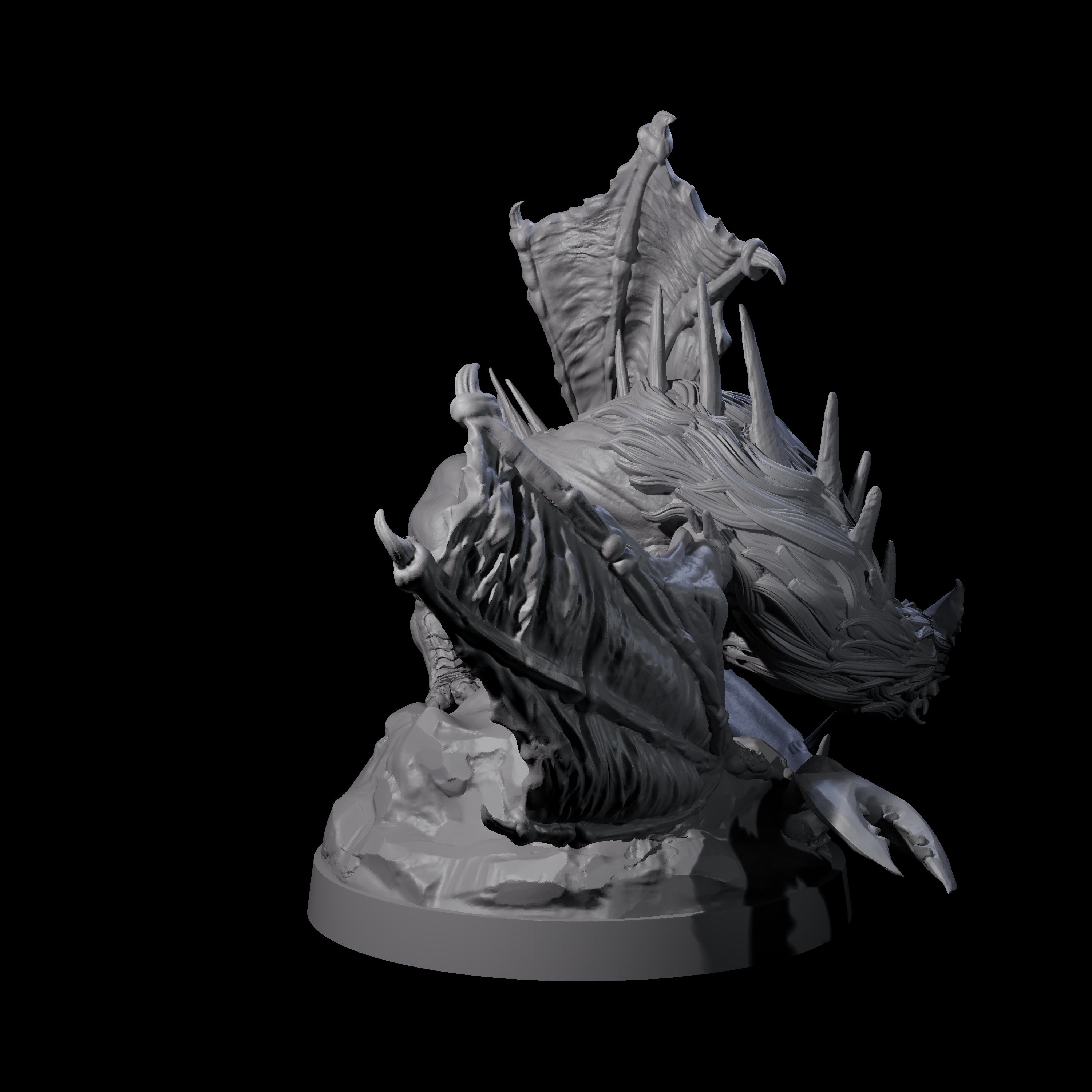 Three Hunched Young Black Dragons Miniature for Dungeons and Dragons, Pathfinder or other TTRPGs