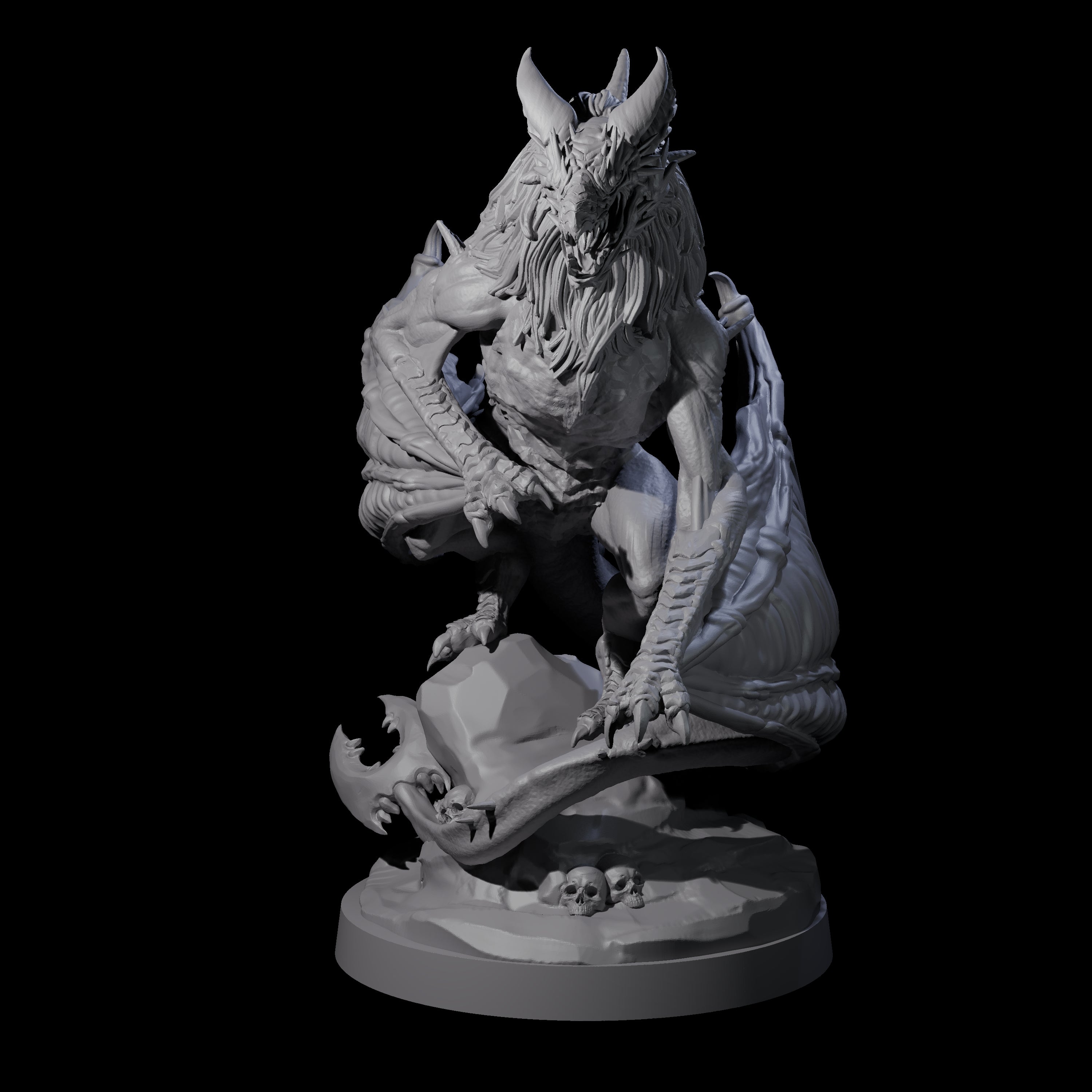 Three Hunched Young Black Dragons Miniature for Dungeons and Dragons, Pathfinder or other TTRPGs
