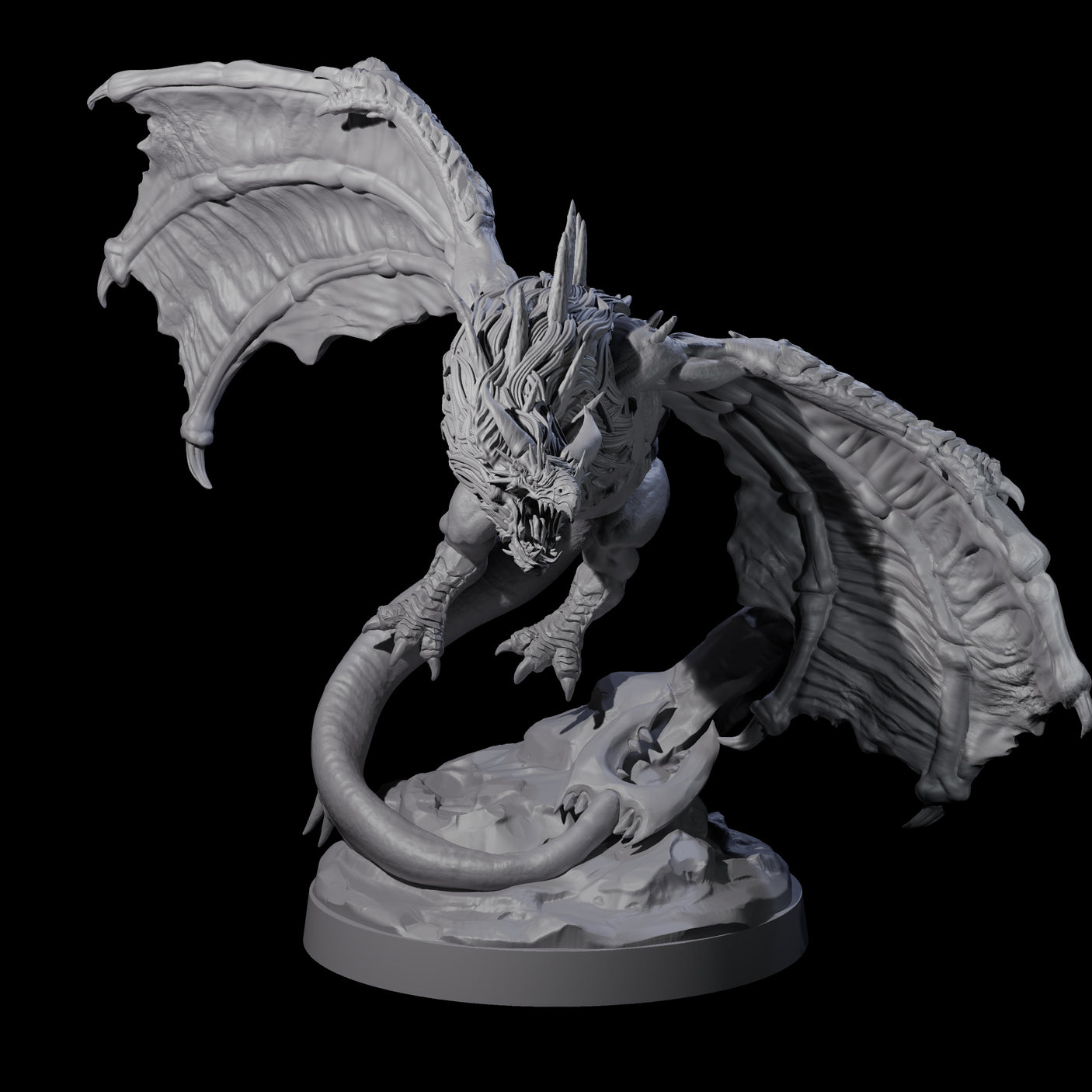 Three Hunched Young Black Dragons Miniature for Dungeons and Dragons, Pathfinder or other TTRPGs