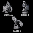 Three Hunched Young Black Dragons Miniature for Dungeons and Dragons, Pathfinder or other TTRPGs