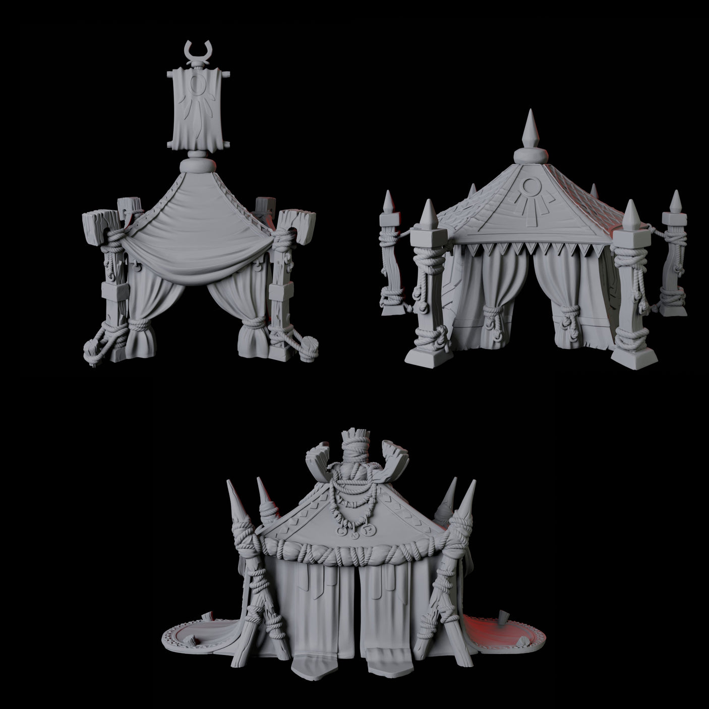 Three Jousting Tents Miniature for Dungeons and Dragons, Pathfinder or other TTRPGs