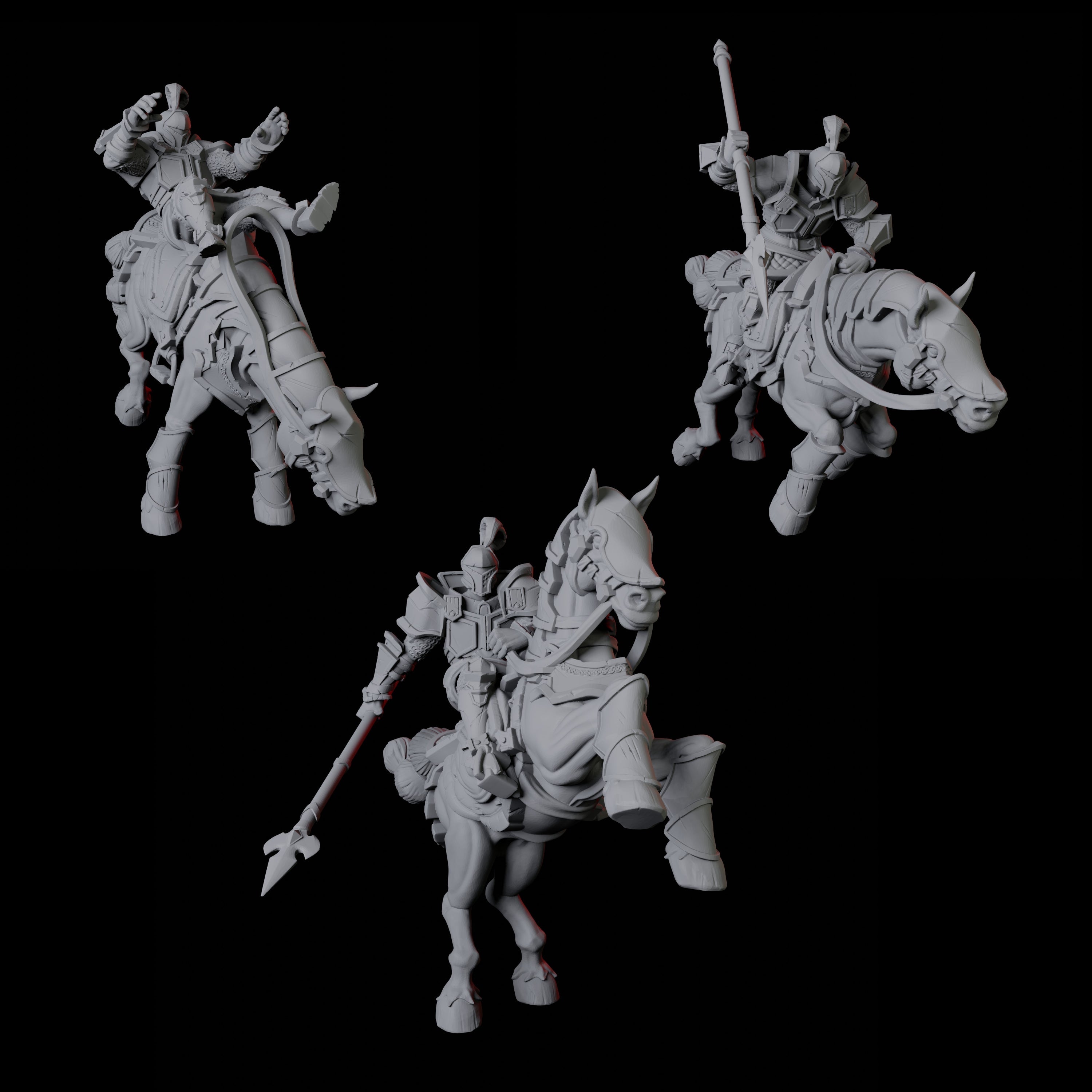 Three Knights on Horseback Miniature for Dungeons and Dragons