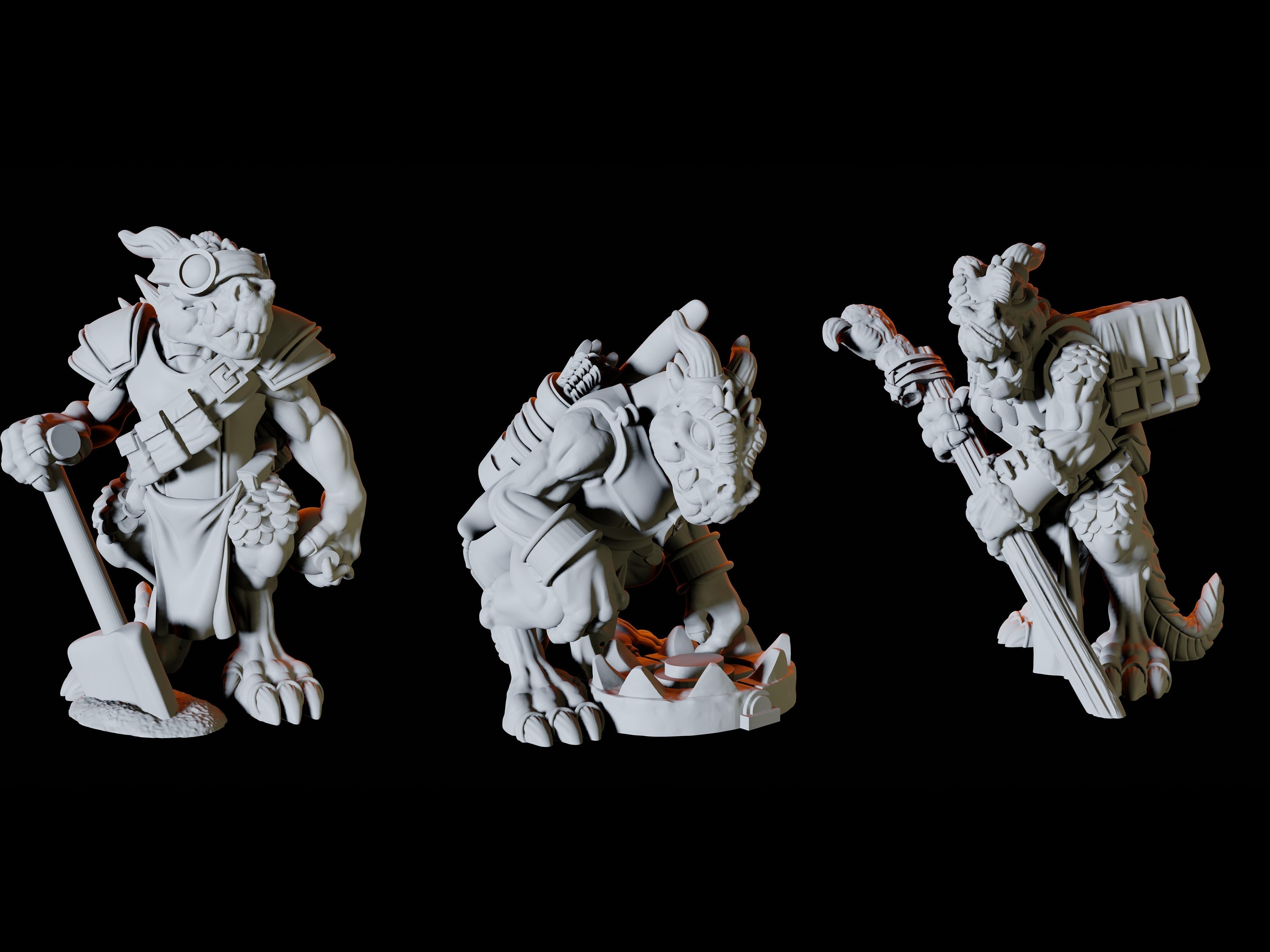 Three Kobold Trapper Miniatures for Dungeons and Dragons - Myth Forged