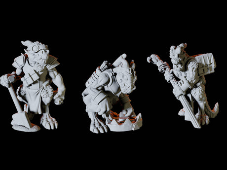 Three Kobold Trappers Miniature for Dungeons and Dragons, Pathfinder or other TTRPGs