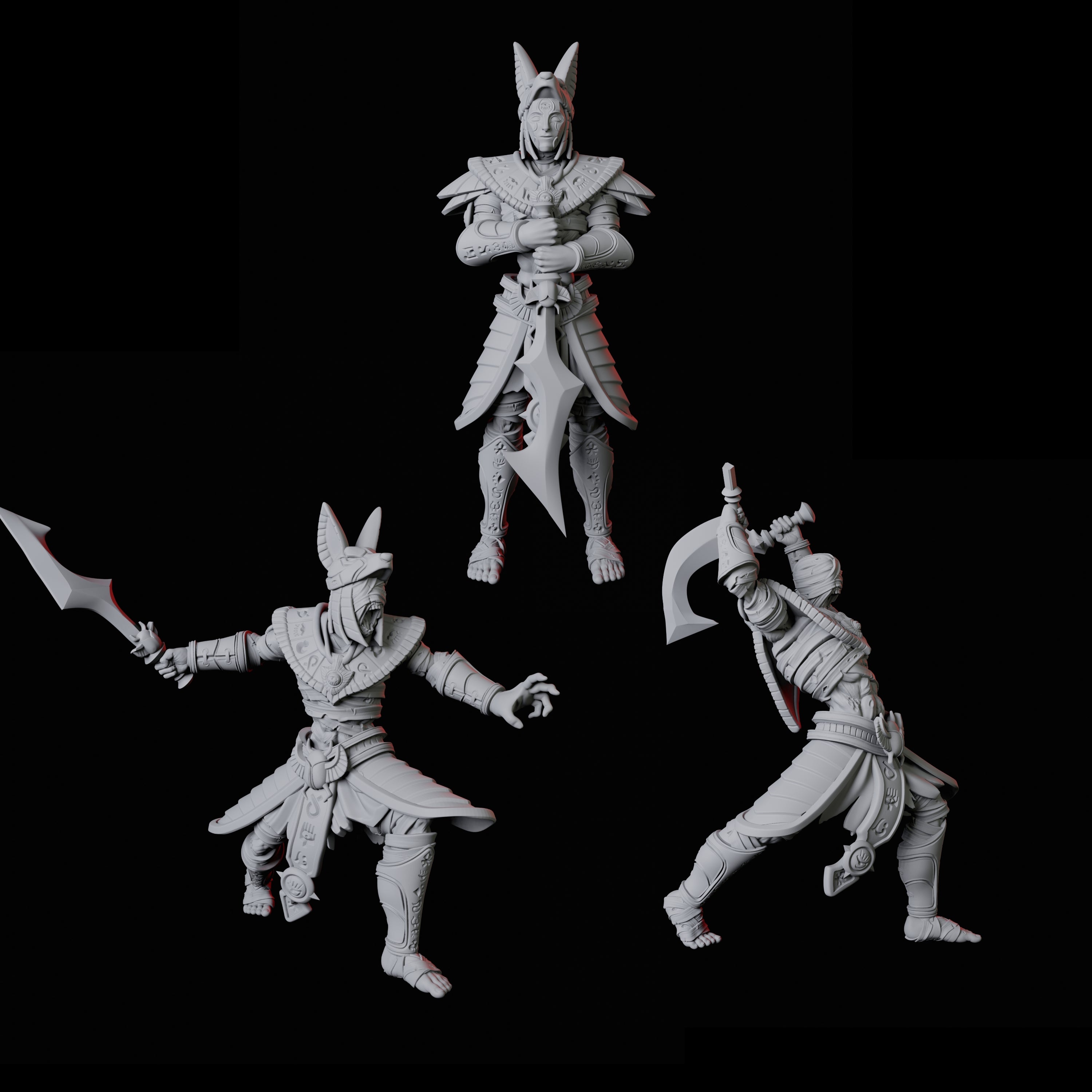 Three Masked Pharaoh Guards Miniature for Dungeons and Dragons, Pathfinder or other TTRPGs