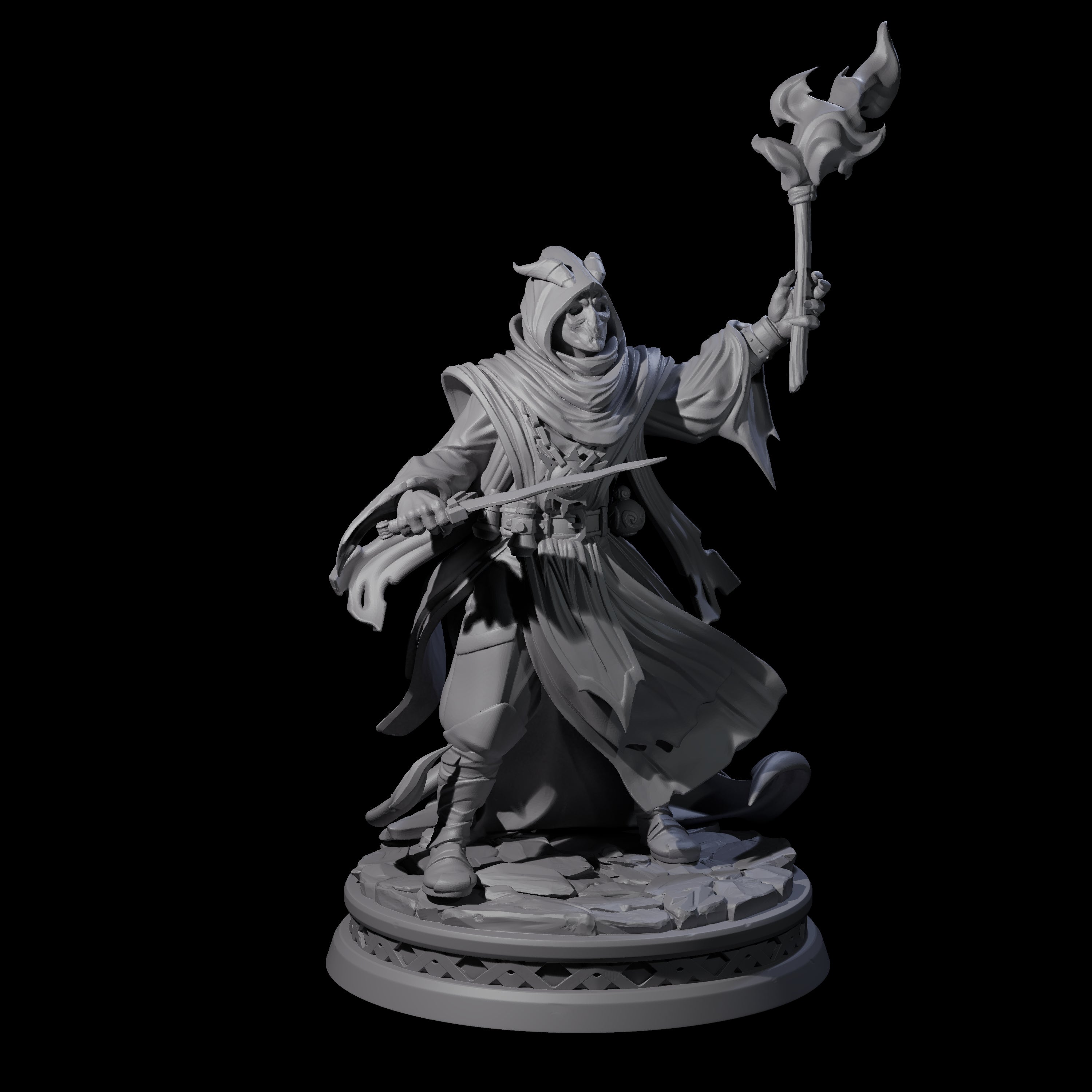 Three Masked Robed Cultists Miniature for Dungeons and Dragons, Pathfinder or other TTRPGs