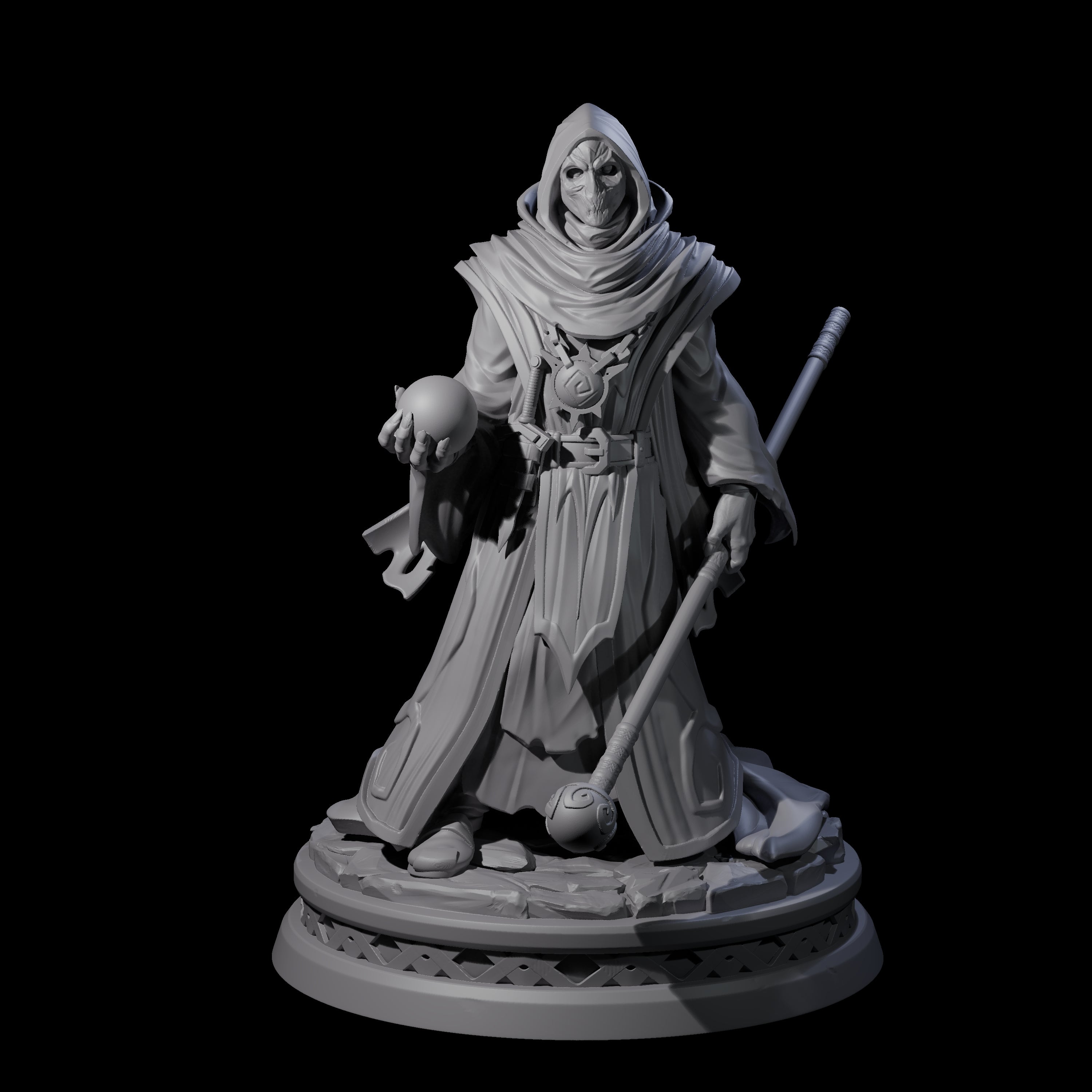 Three Masked Robed Cultists Miniature for Dungeons and Dragons, Pathfinder or other TTRPGs
