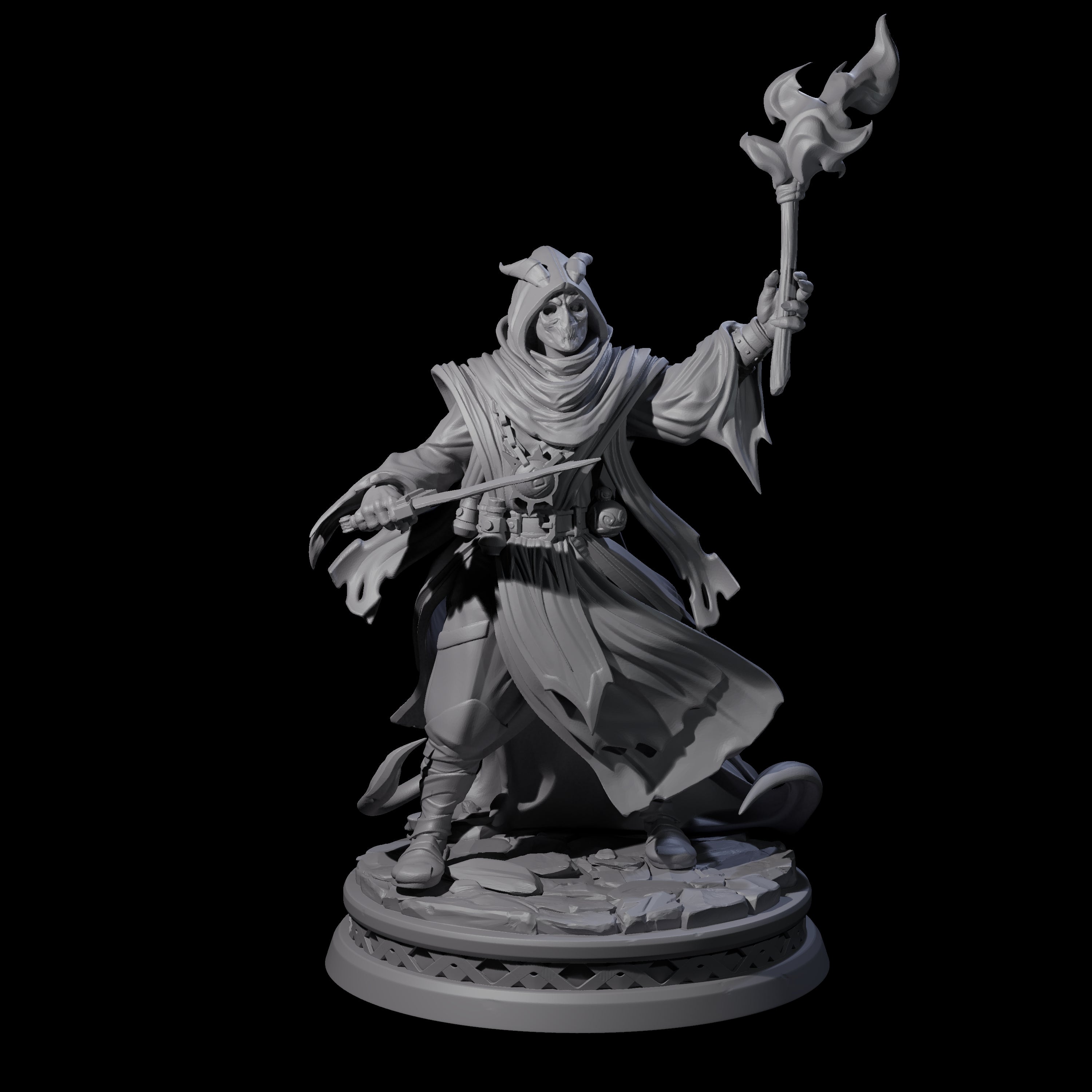 Three Masked Robed Cultists Miniature for Dungeons and Dragons, Pathfinder or other TTRPGs