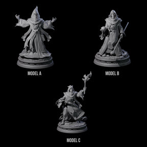 Three Masked Robed Cultists Miniature for Dungeons and Dragons, Pathfinder or other TTRPGs