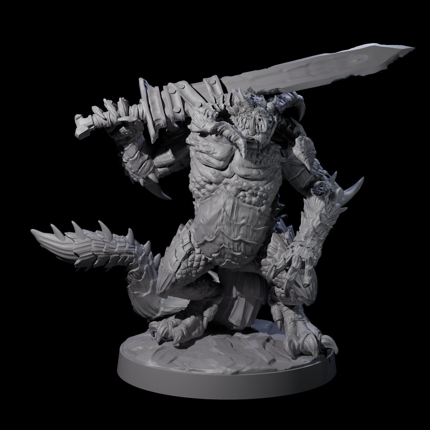 Three Massive Dragon Ogres Miniature for Dungeons and Dragons, Pathfinder or other TTRPGs