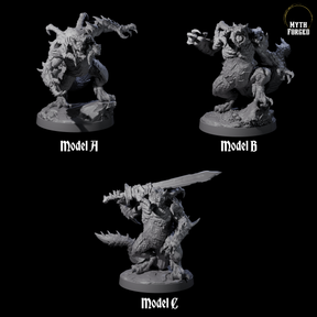 Three Massive Dragon Ogres Miniature for Dungeons and Dragons, Pathfinder or other TTRPGs