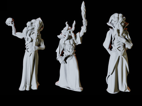 Three Mind Flayers Miniature for Dungeons and Dragons, Pathfinder or other TTRPGs
