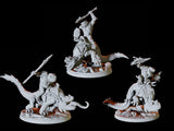 Three Mounted Bullywug Riders Miniature for Dungeons and Dragons, Pathfinder or other TTRPGs