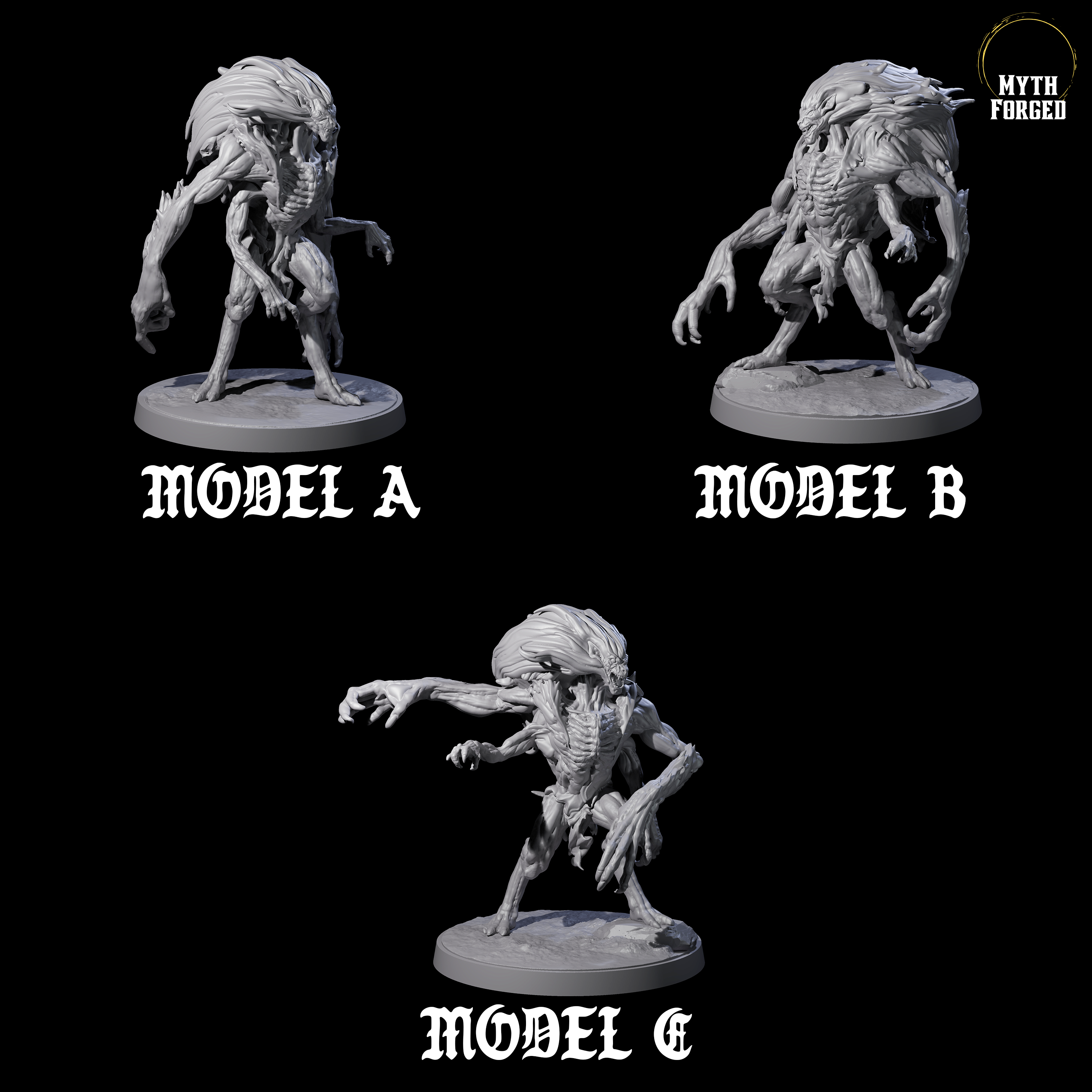 Three Mutated Wyrmspawn Miniature for Dungeons and Dragons, Pathfinder or other TTRPGs