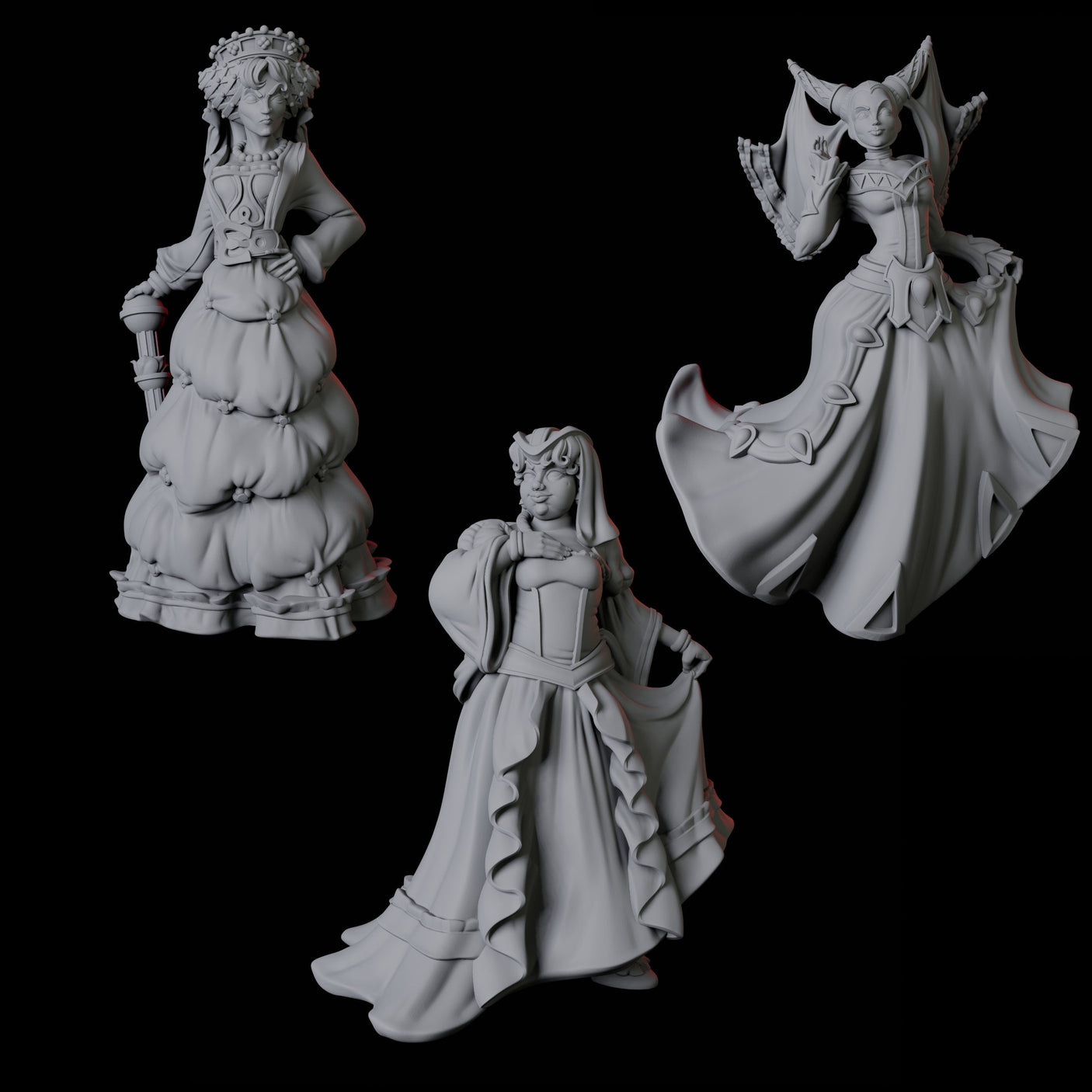 Three Noblewomen Miniature for Dungeons and Dragons, Pathfinder or other TTRPGs