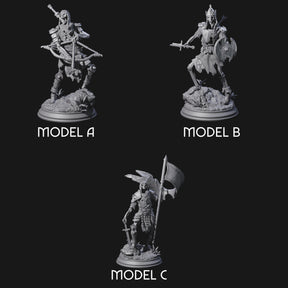 Three Relentless Skeleton Warriors Miniature for Dungeons and Dragons, Pathfinder or other TTRPGs