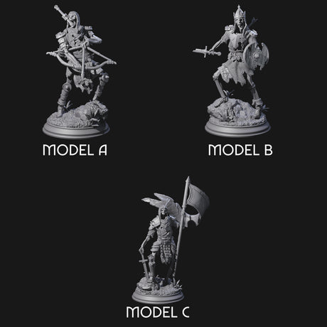 Three Relentless Skeleton Warriors Miniature for Dungeons and Dragons, Pathfinder or other TTRPGs
