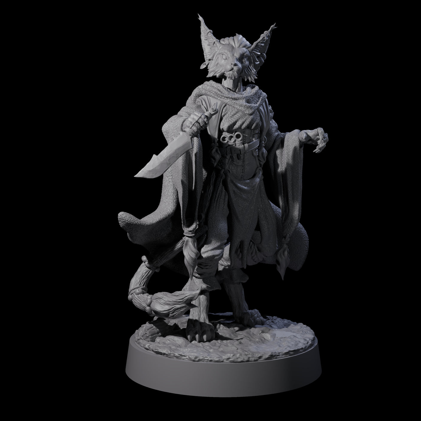 Three Robed Tabaxi Rogues Miniature for Dungeons and Dragons, Pathfinder or other TTRPGs