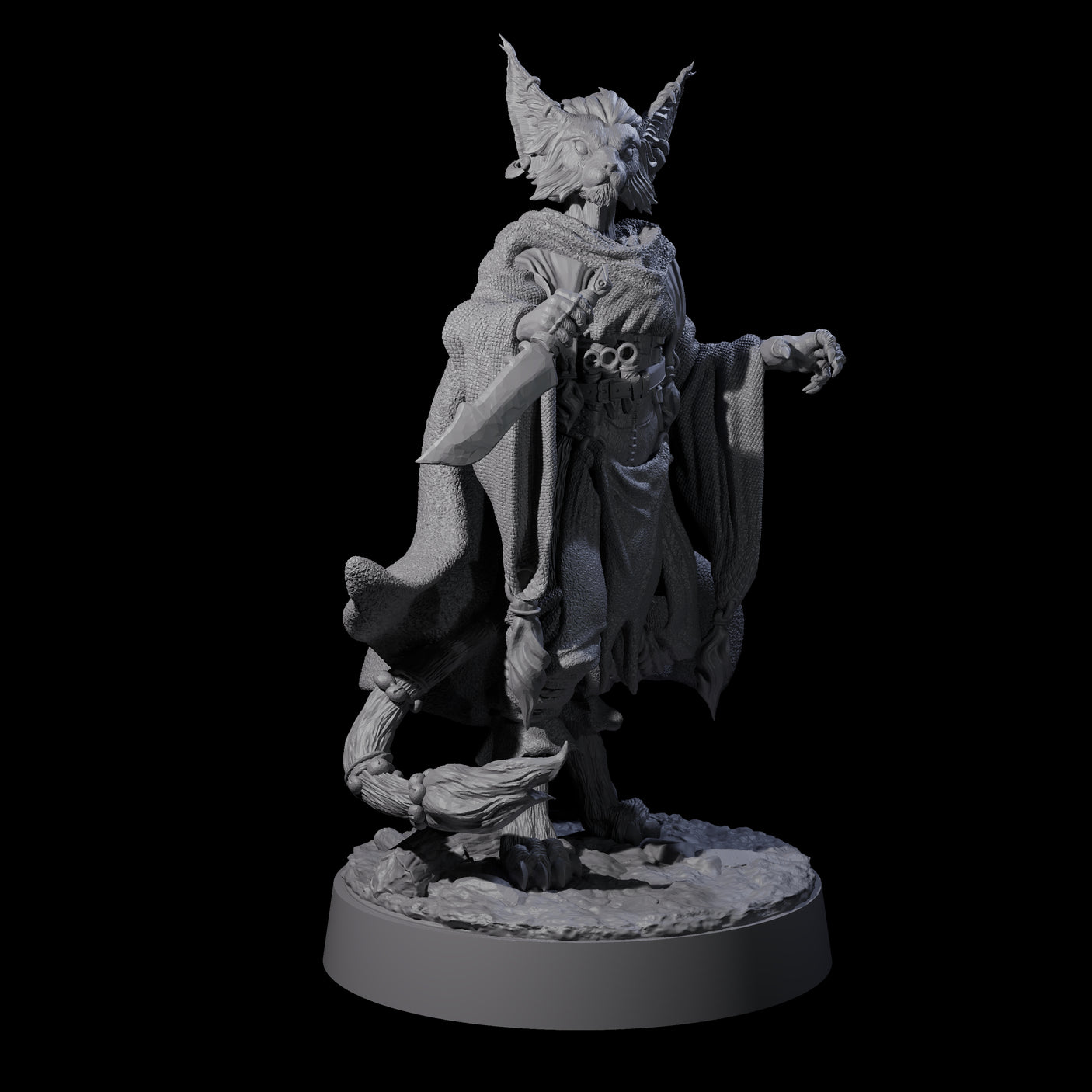 Three Robed Tabaxi Rogues Miniature for Dungeons and Dragons, Pathfinder or other TTRPGs