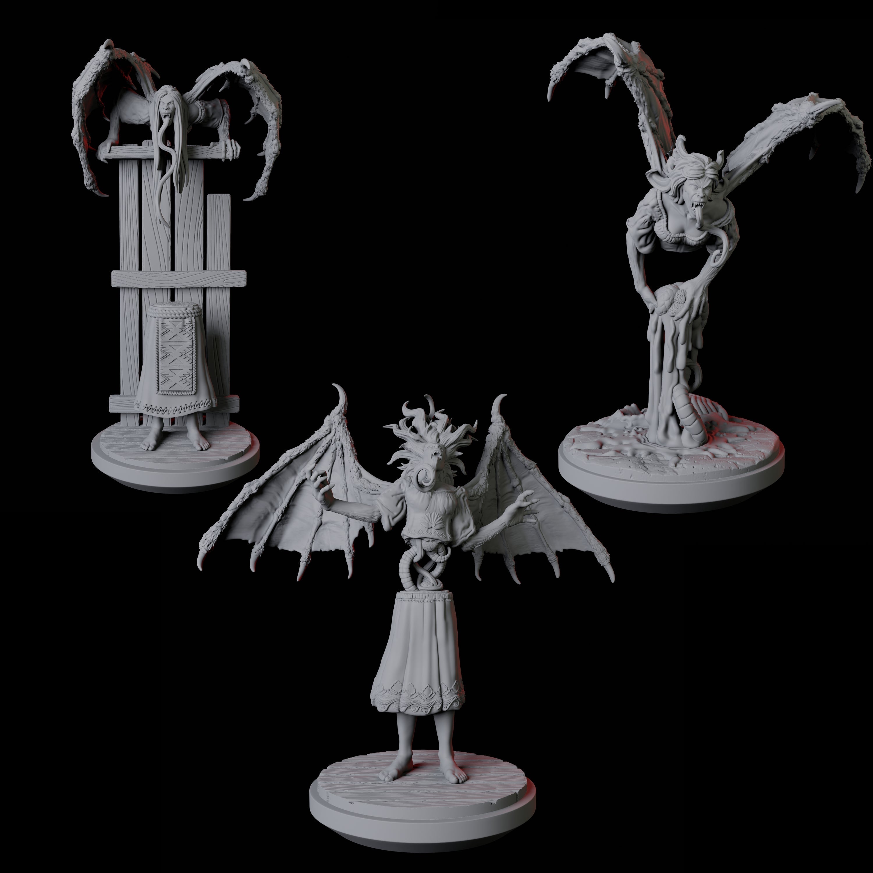 Three Screeching Manananggal Miniature for Dungeons and Dragons, Pathfinder or other TTRPGs