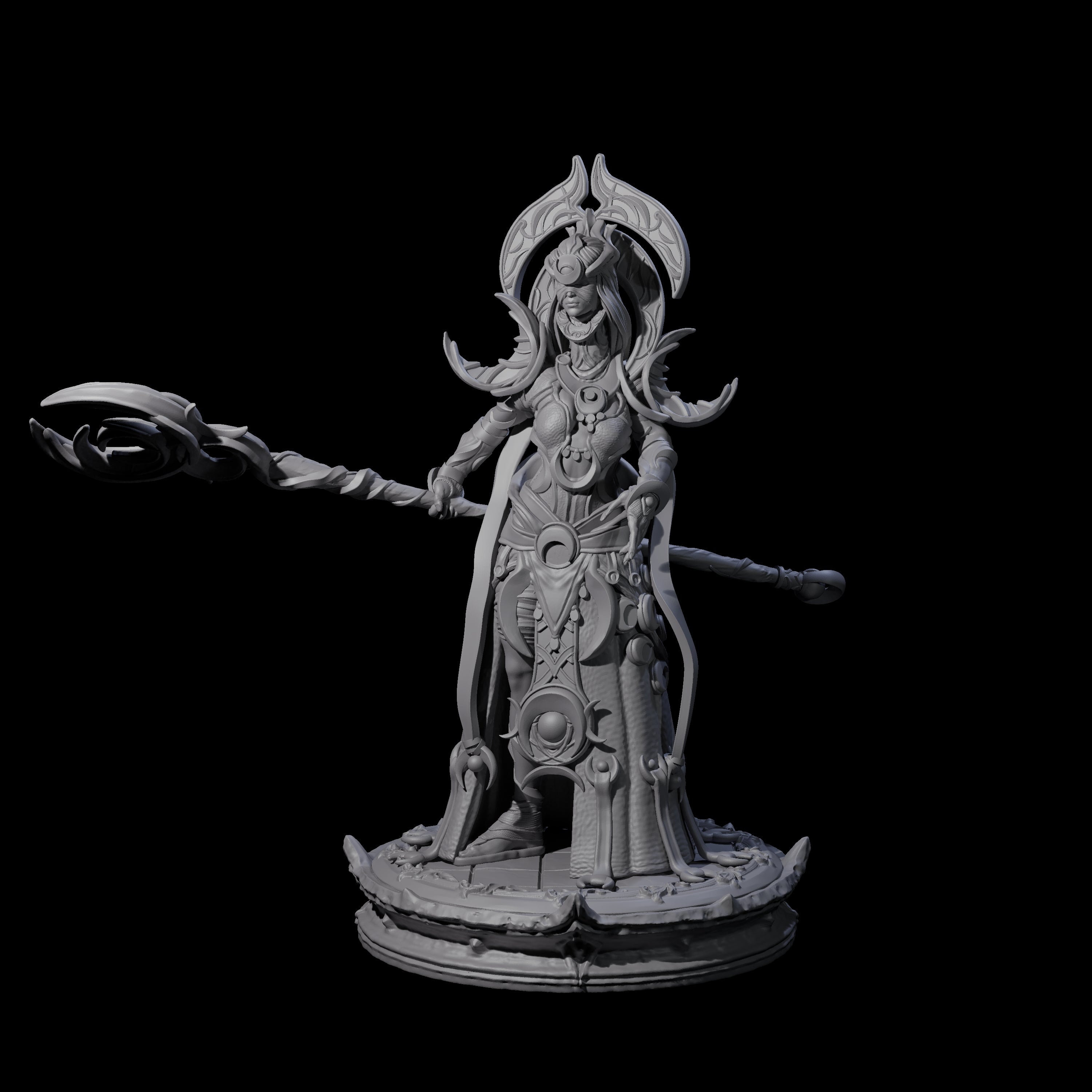 Three Serne Dark Elf Moon Priestesses Miniature for Dungeons and Dragons, Pathfinder or other TTRPGs