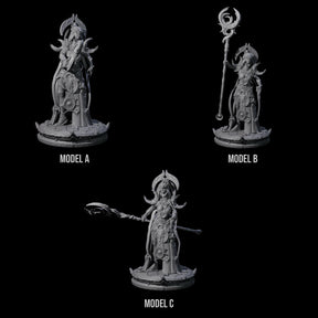 Three Serne Dark Elf Moon Priestesses Miniature for Dungeons and Dragons, Pathfinder or other TTRPGs