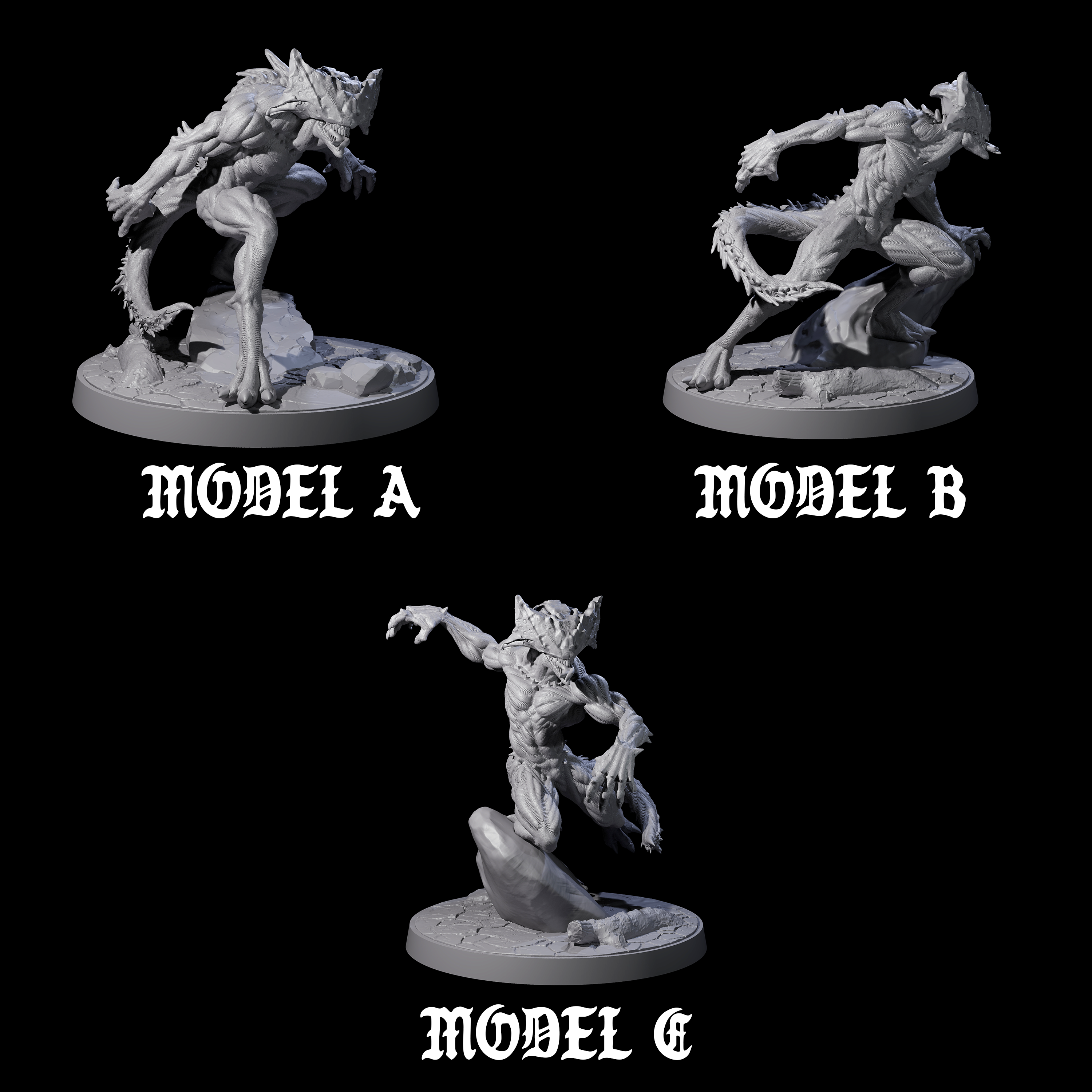 Three Shadowy Barghests Miniature for Dungeons and Dragons, Pathfinder or other TTRPGs