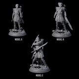 Three Slender Drow Hunters Miniature for Dungeons and Dragons, Pathfinder or other TTRPGs