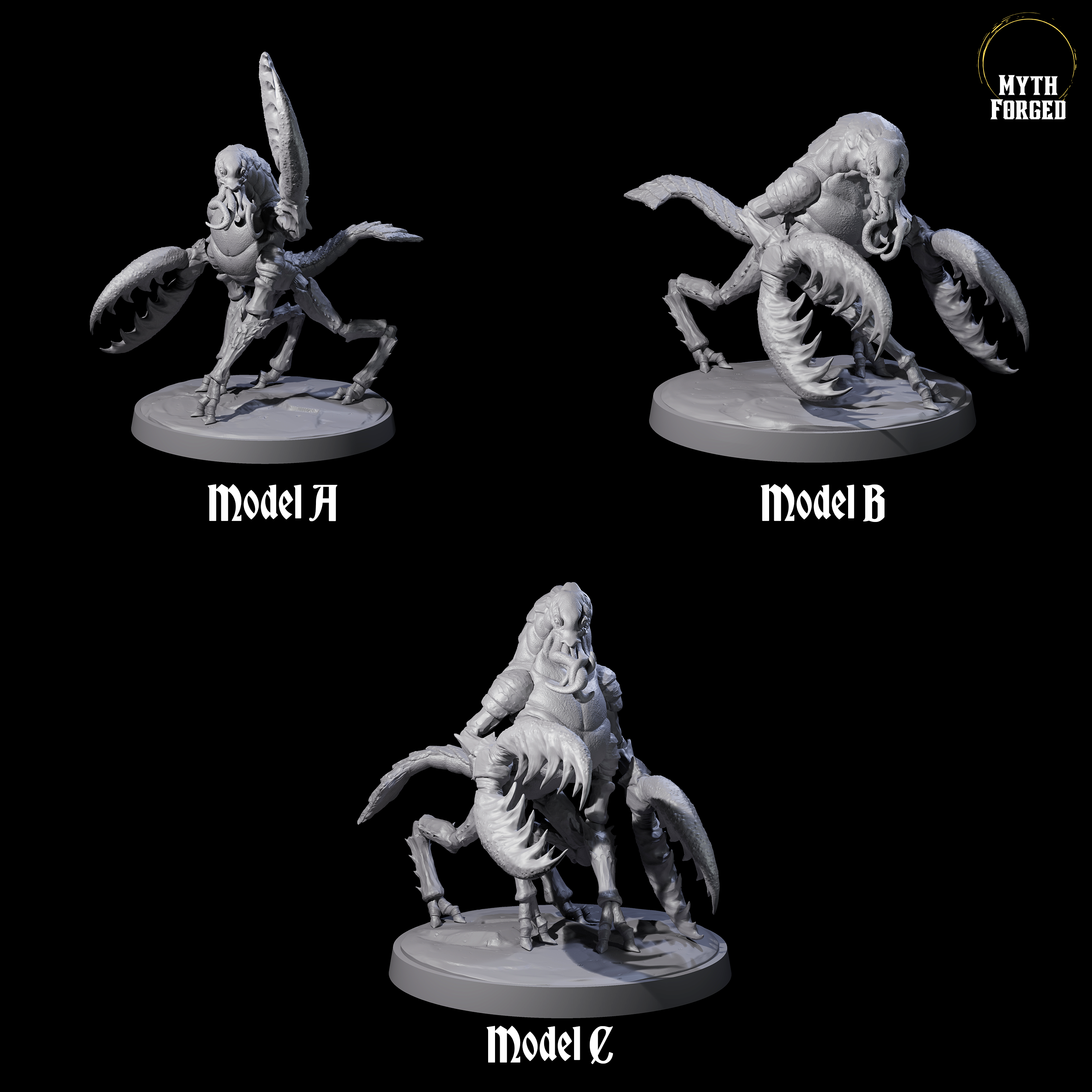 Three Slobbering Chuuls Miniature for Dungeons and Dragons, Pathfinder or other TTRPGs