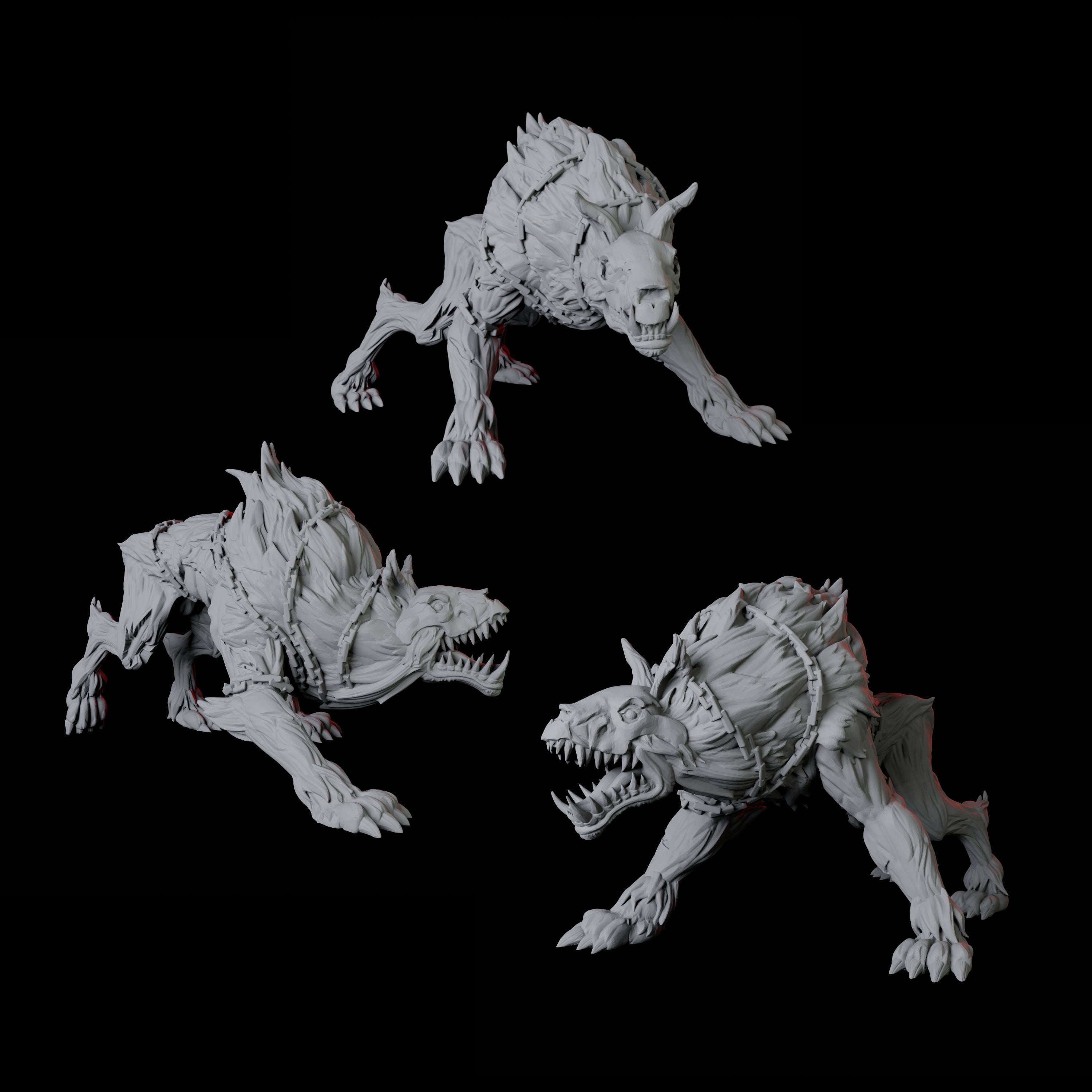 Three Snarling Hell Hounds Miniature for Dungeons and Dragons, Pathfinder or other TTRPGs