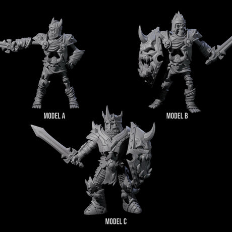 Three Spiky Skeleton Warriors Miniature for Dungeons and Dragons, Pathfinder or other TTRPGs