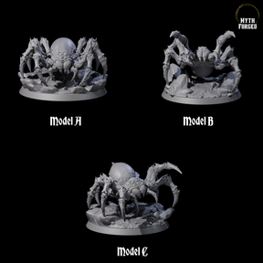 Three Spinning Giant Spiders Miniature for Dungeons and Dragons, Pathfinder or other TTRPGs