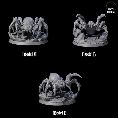 Three Spinning Giant Spiders Miniature for Dungeons and Dragons, Pathfinder or other TTRPGs