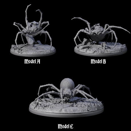 Three Spinning Web Cave Spiders Miniature for Dungeons and Dragons, Pathfinder or other TTRPGs