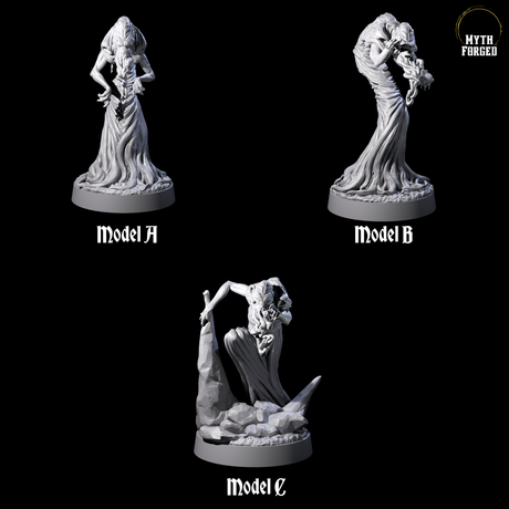 Three Spiny Mind Flayers Miniature for Dungeons and Dragons, Pathfinder or other TTRPGs